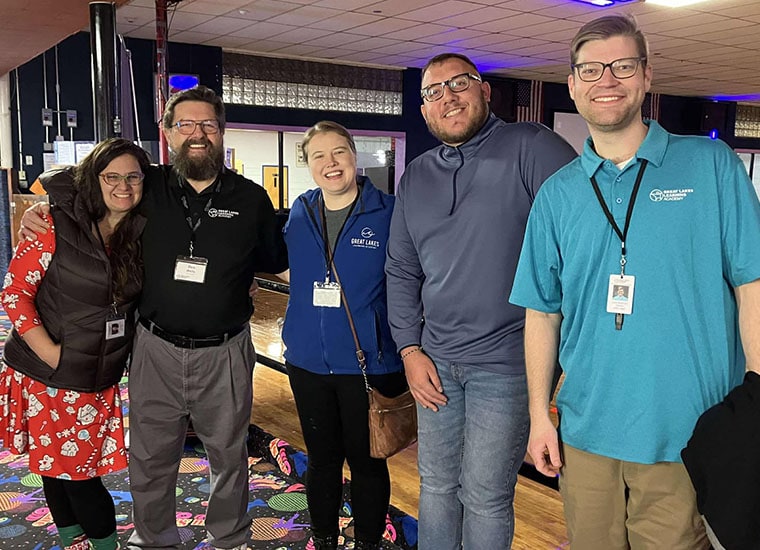 GLLA Teachers Mrs. Enriquez, Mr. Wells, Ms. Bundy, Mr. Juip and Mr. Southwell at the Skating Party