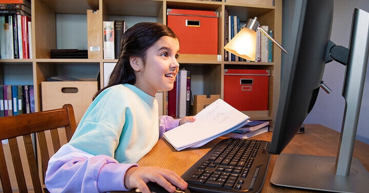 Young student studying during online classes at Connections Academy