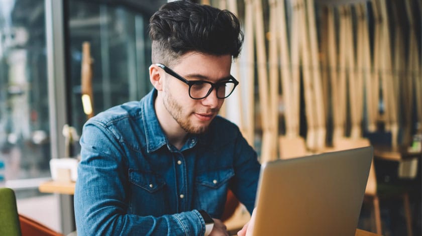 An online school student on laptop