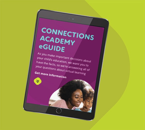 Image of the Connections E-guide on an ipad with a lime green background. 