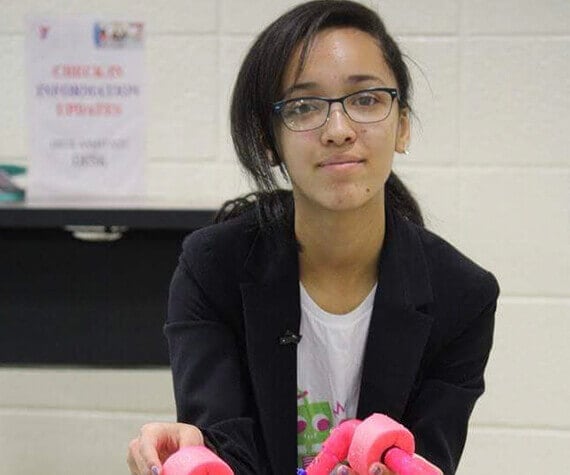 Madison high school student with STEM robot