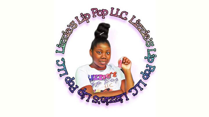 Image of Kalimah and her lip gloss company logo at Connections Academy