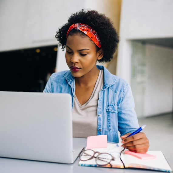 African American female parent attends online event - Connections Academy
