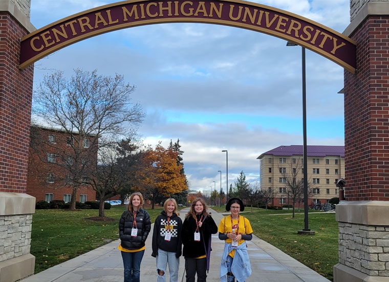 Students visiting a Michigan University in the Fall.