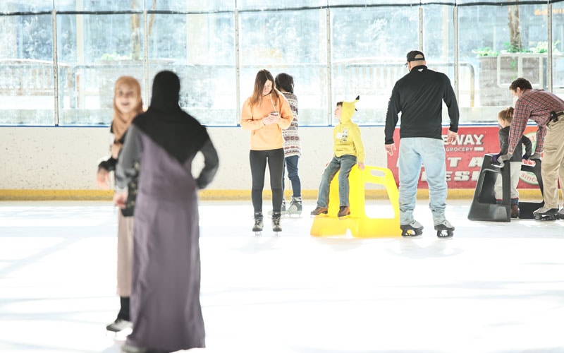 Iowa Connections Academy students at an ice rink on a field trip