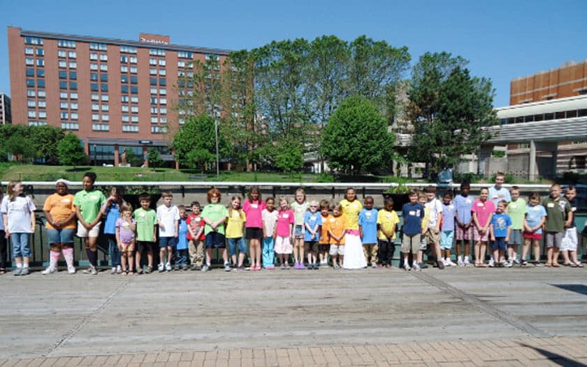 MICA students on the banks of the Grand River