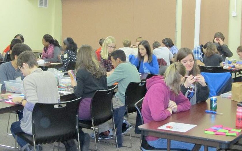 Students working on projects for Humane Society and Meals on Wheels