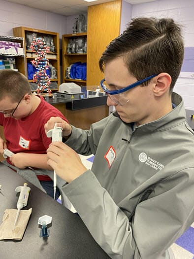 Students took a trip to the Clemson University Science Outreach Center for a DNA fingerprinting and crime scene lesson. 