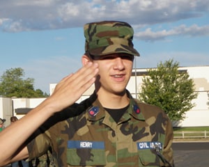 Jacob in uniform saluting