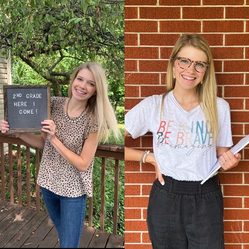 Ms Hilty when she first joined Ohio Connections Academy and now