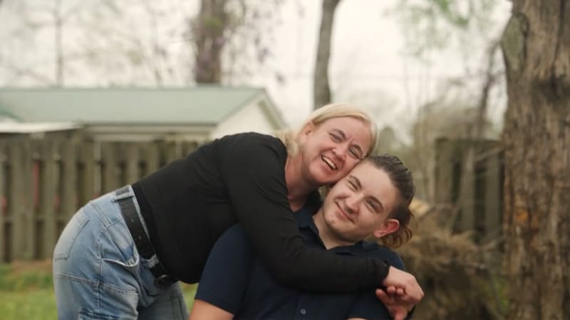 Ryan and his mom embracing