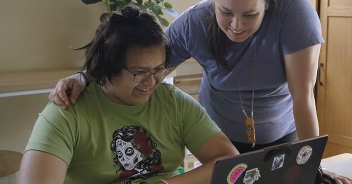 A learning coach and her son  study together at Connections Academy.