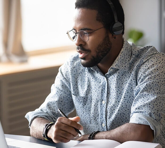 African American man solves tech issue over the phone