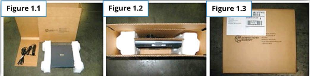 Images to show how to pack a laptop into a box