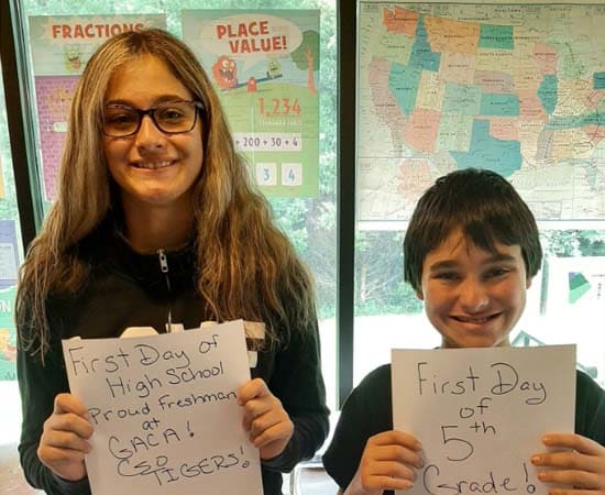 Katie and Hunter of Georgia Connections Academy on the first day of school.