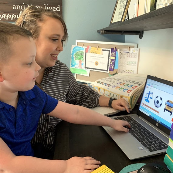 Elementary school student completing online lesson - Connections Academy