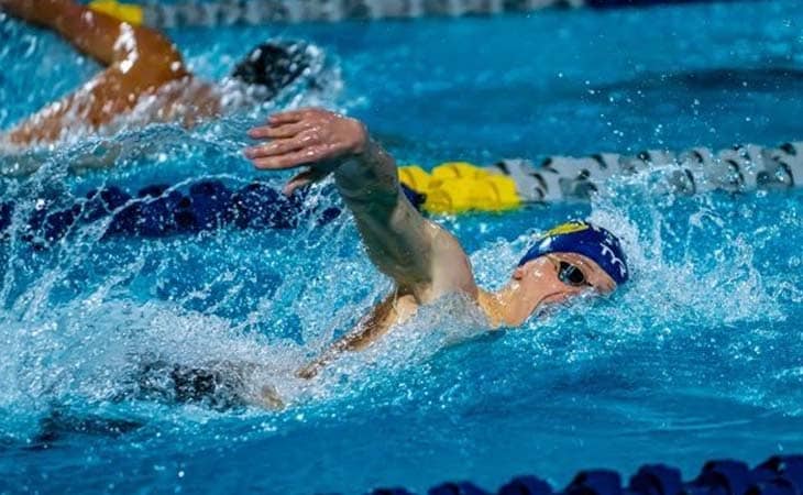 Dylan from Nevada Connections Academy pictured here swimming the forward crawl in a swimming pool. 