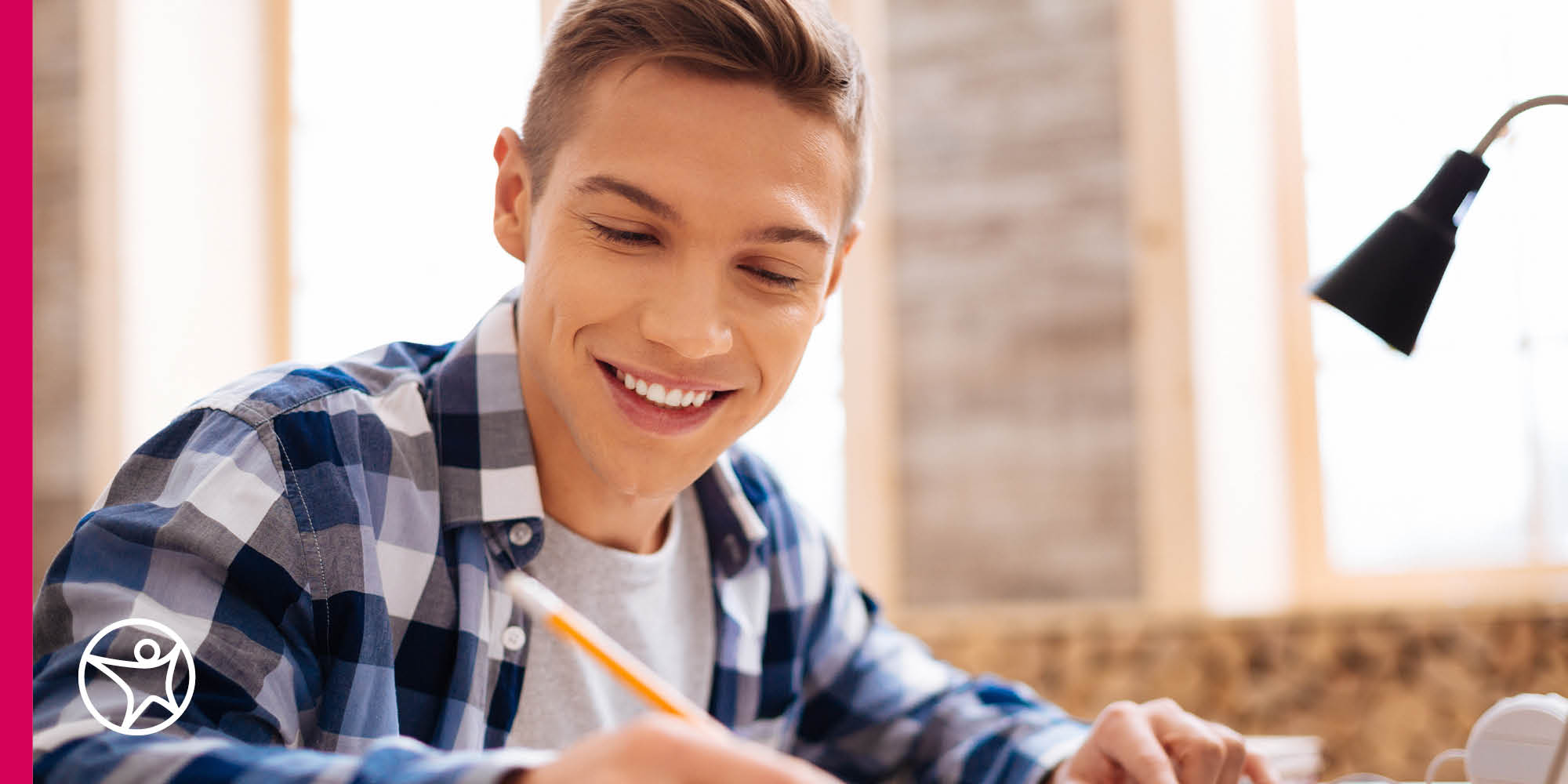 Online High School Student doing college prep school work