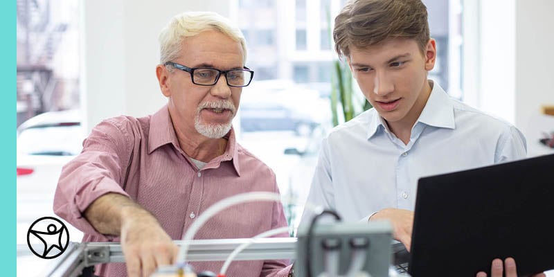 An educational mentor is helping a high school student with a science project