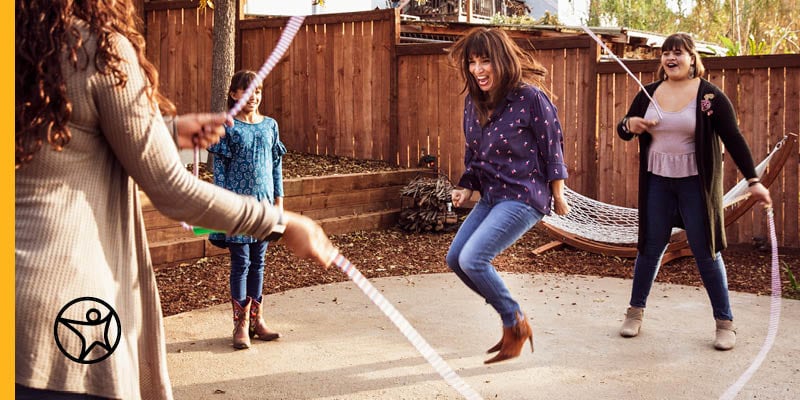 Taking a healthy study break by jumping rope