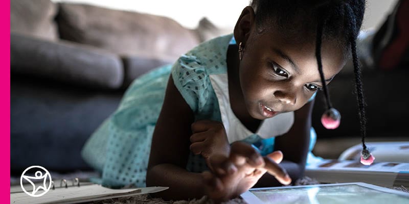 A student studying on a tablet