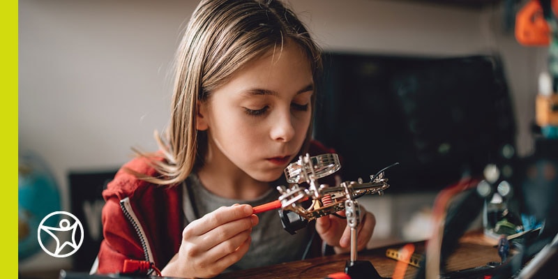 Student working on a science project at Connections Academy