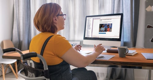 An online school student working on her assignments.