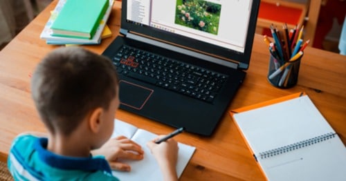 A student learning through virtual school. 