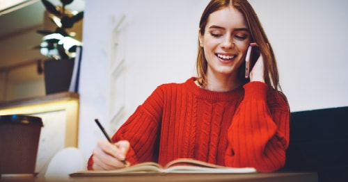 A student using time management skills for teens to get goals. 