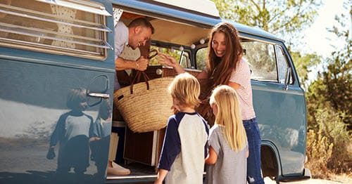 An online school family taking school on the road. 