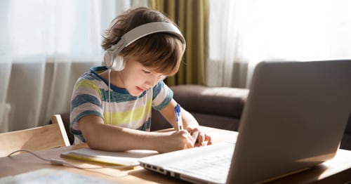 An online school student studying.