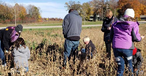 Image of Connections Academy students at field picking seeds.