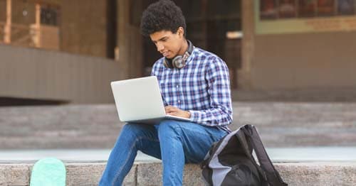 A high school student working through a credit recovery program.