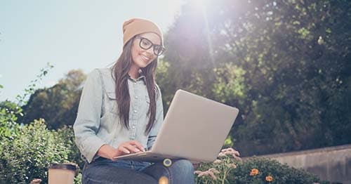  A student exploring the local town around her prospective college.