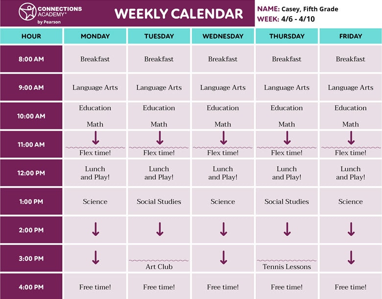 An image of Casey's schedule