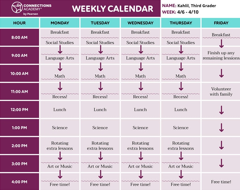 An image of Kahlil schedule