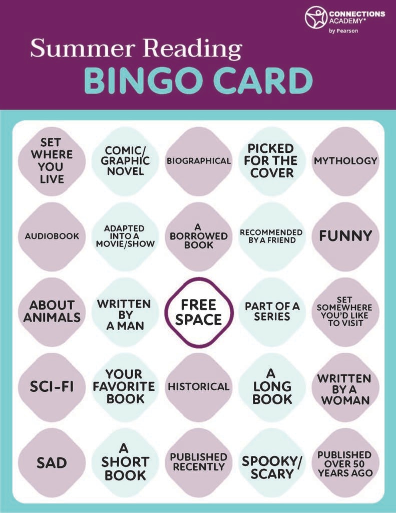 Summer reading bingo card