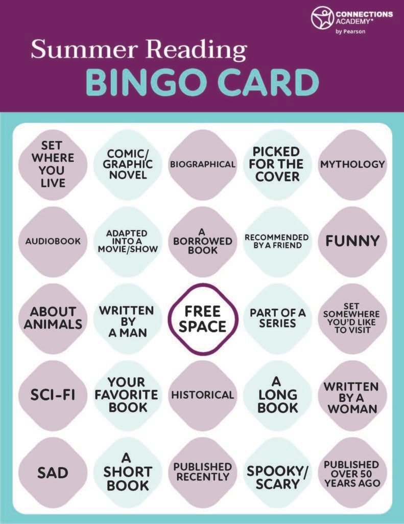 Summer reading bingo card