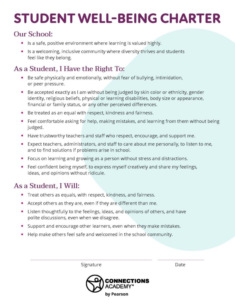 Image of Student Well-Being Charter Document