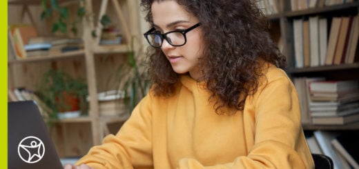 Online student working on their laptop