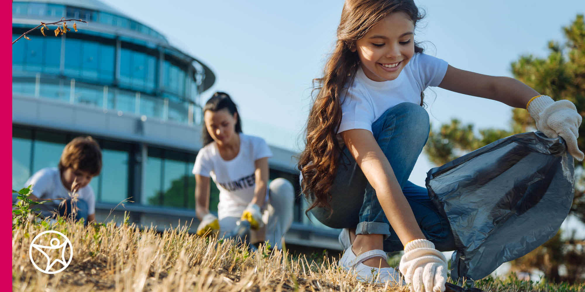 A group of teens cleaning up a park