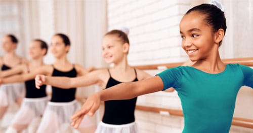 Students participating in ballet to socialize outside of online school