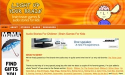 Light Up Your Brain homepage with fun online educational games for middle schoolers and elementary school students