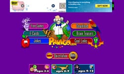 Prongo website homepage with interactive games for middle schoolers and elementary school students