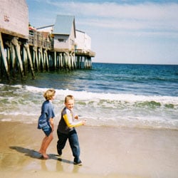 kids playing at the beach