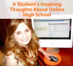 online high school student in front of her computer